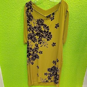 New York & Company Yellow Floral Dress